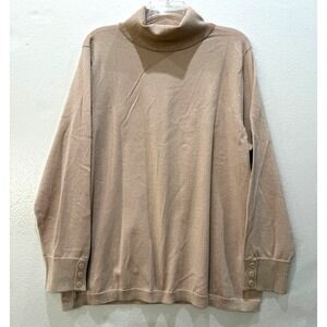 Talbots Plus Size 2X Pale Pink Gold Glitter Turtleneck Sweater